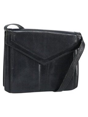 Authentic SAINT LAURENT Shoulder Bag Leather Gold Black